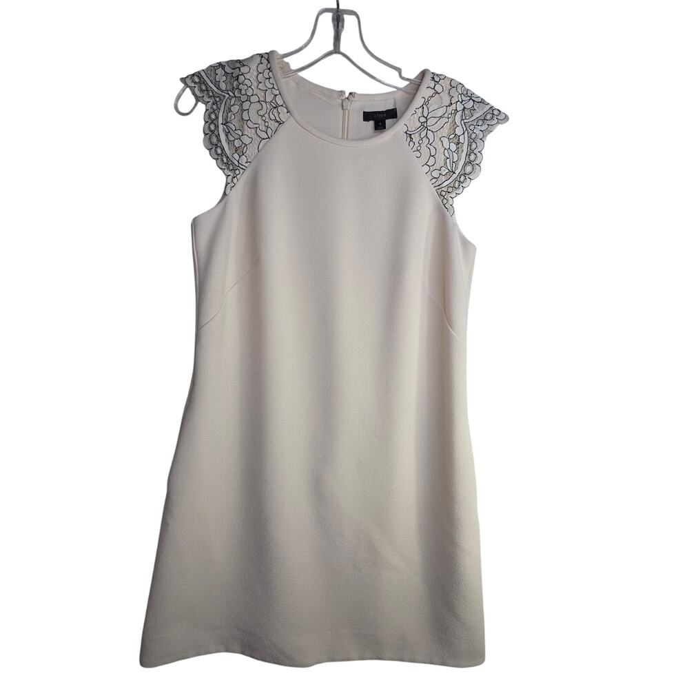 J. CREW sz4 WinterWhite w Lace Cap sleeve Dress. Classy. Weddings Events Careers
